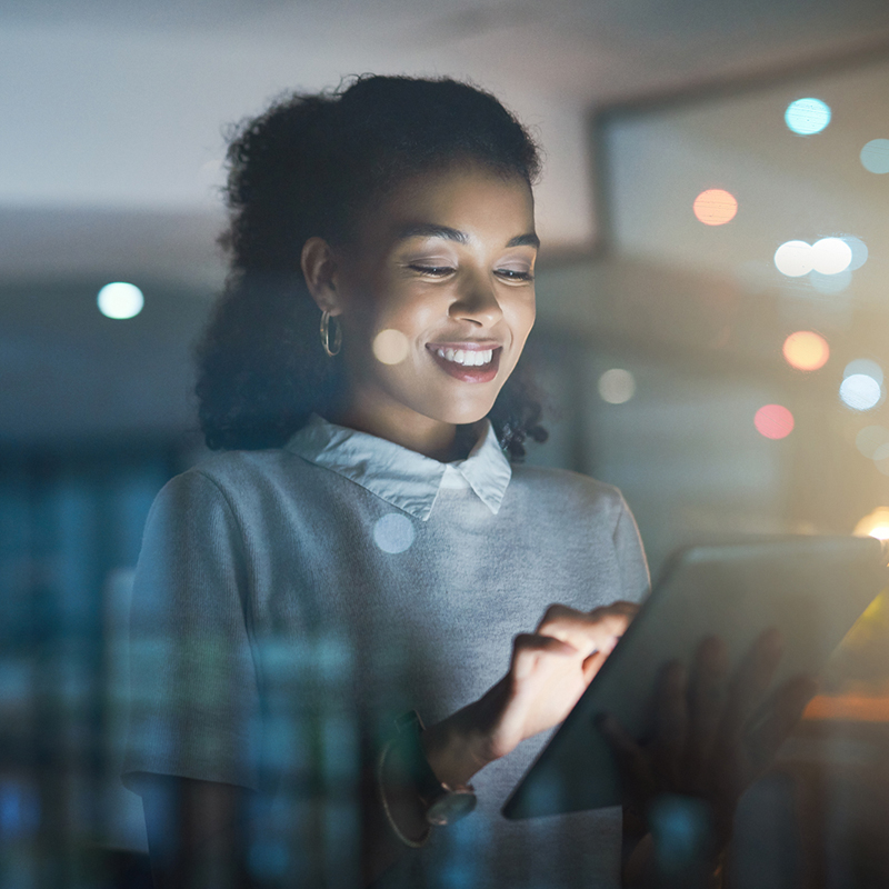 Woman checking online quotes from Bonvenuto Financial Group, LLC